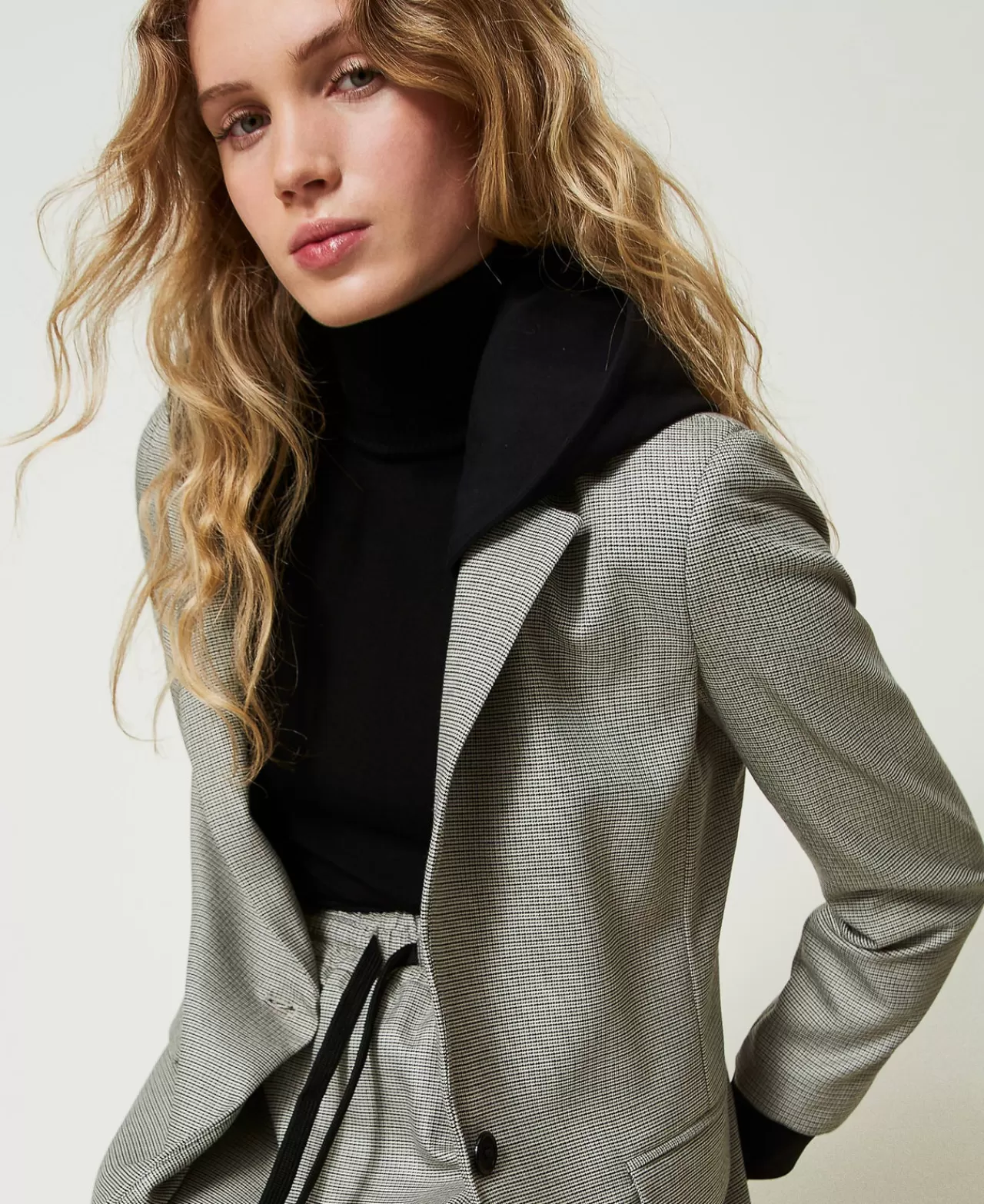 TWINSET Milano Kapuzenblazer Mit Hahnentrittmuster