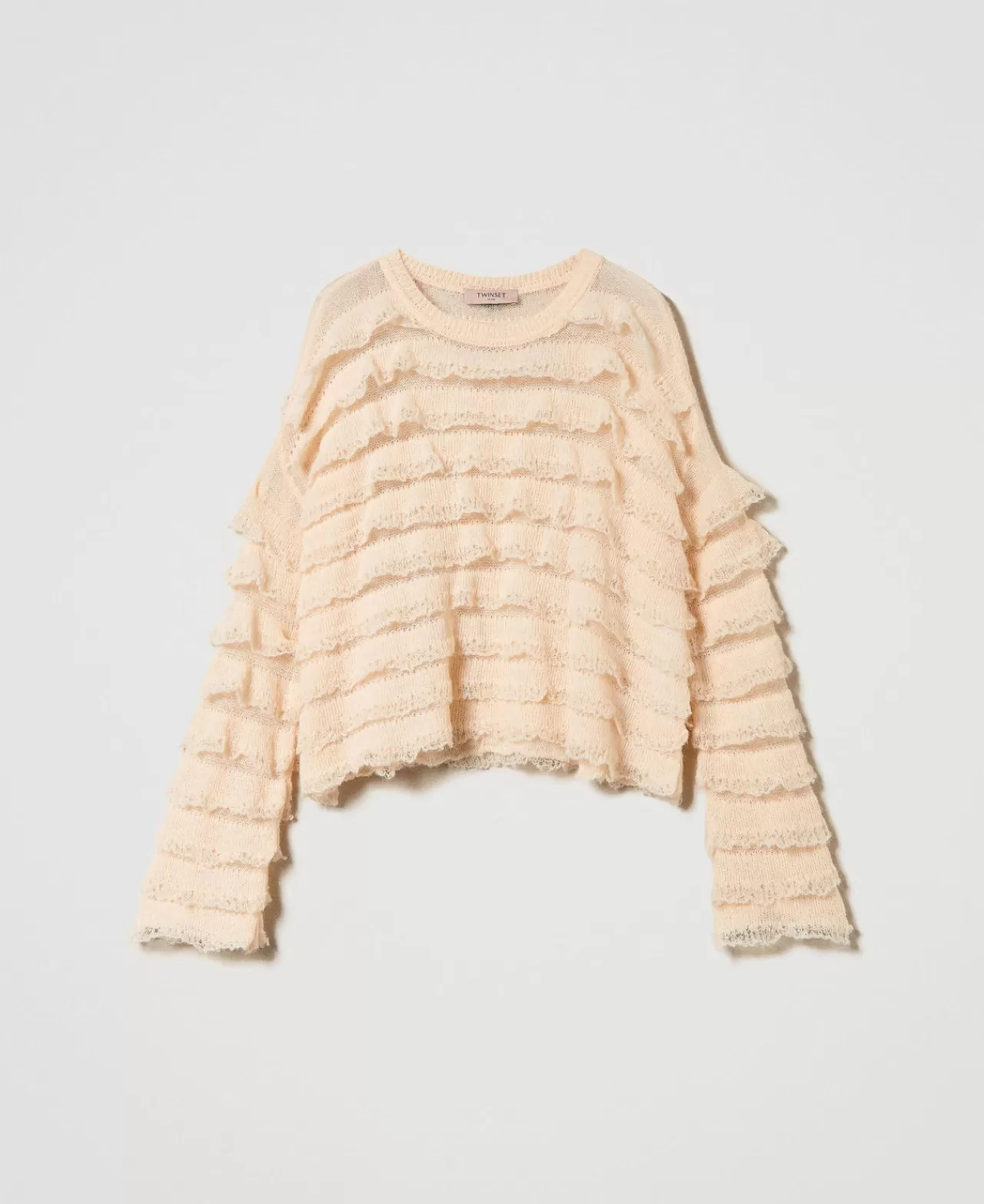 TWINSET Milano Kastenpullover Mit Volants In Spitzenoptik