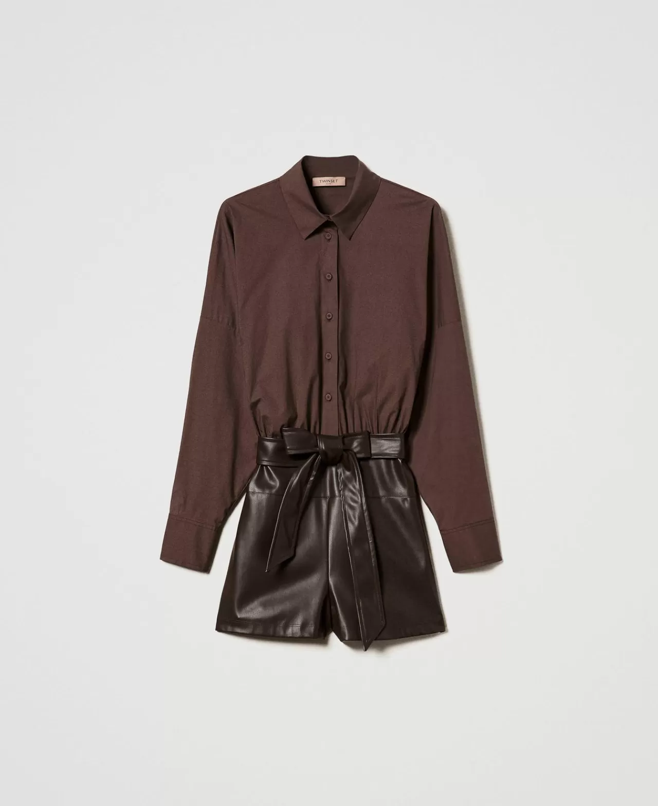 TWINSET Milano Kurzer Jumpsuit Aus Popeline Und Beschichtetem Gewebe