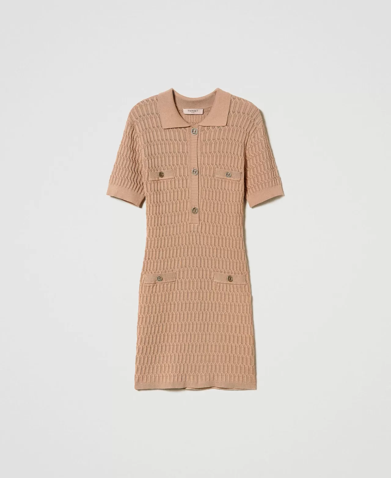 TWINSET Milano Kurzes, Figurbetontes Strickkleid Mit Knöpfen