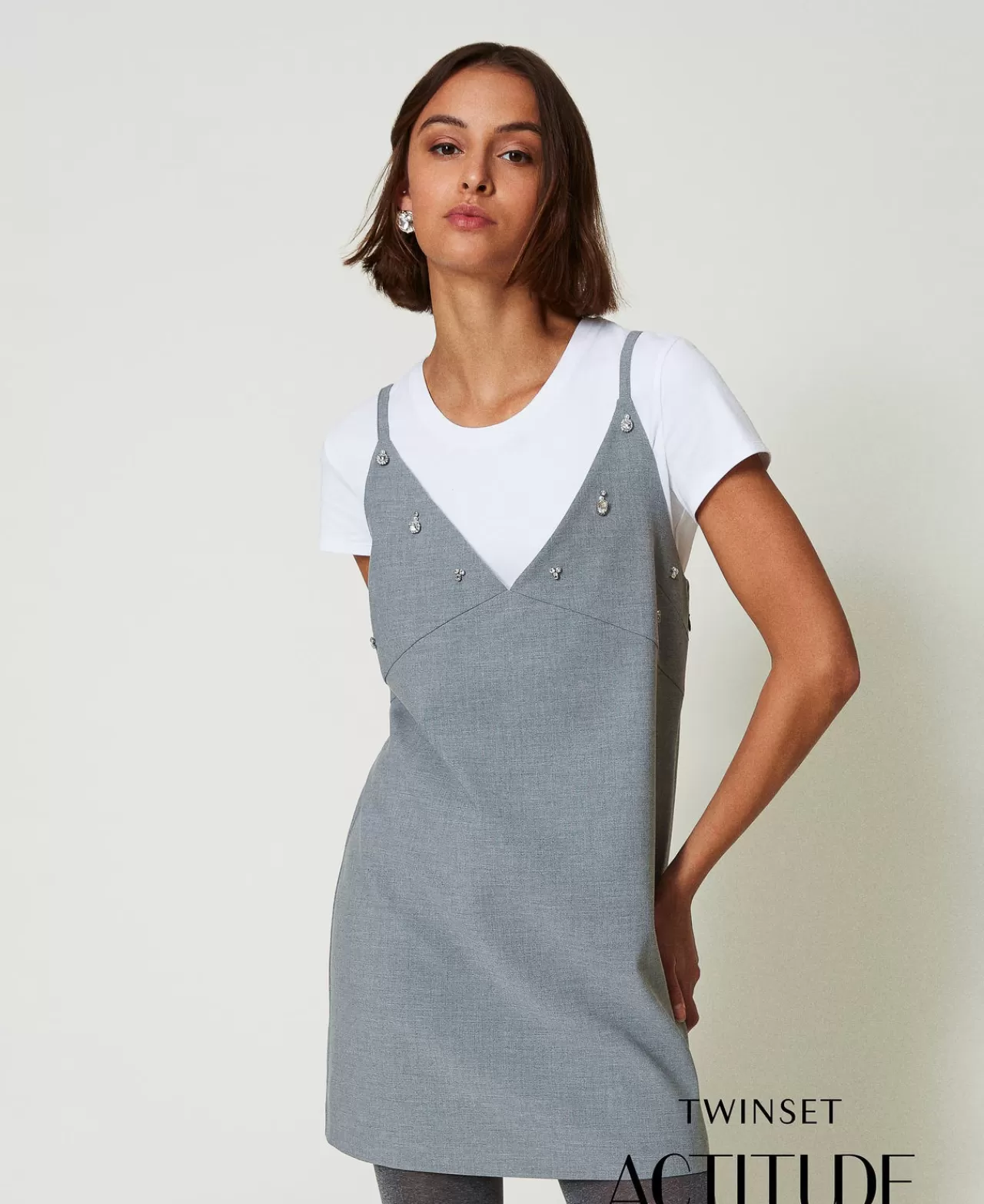 TWINSET Milano Kurzes Kleid Mit Stickereien Und T-Shirt