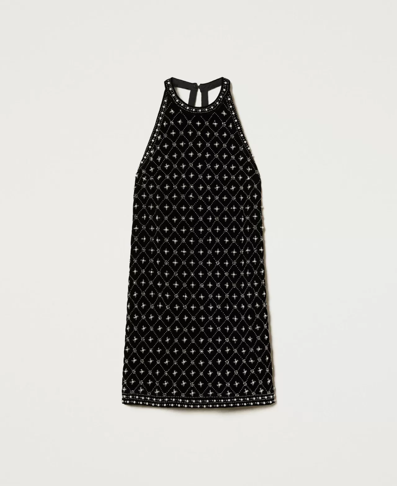 TWINSET Milano Kurzes Neckholderkleid Aus Besticktem Samt