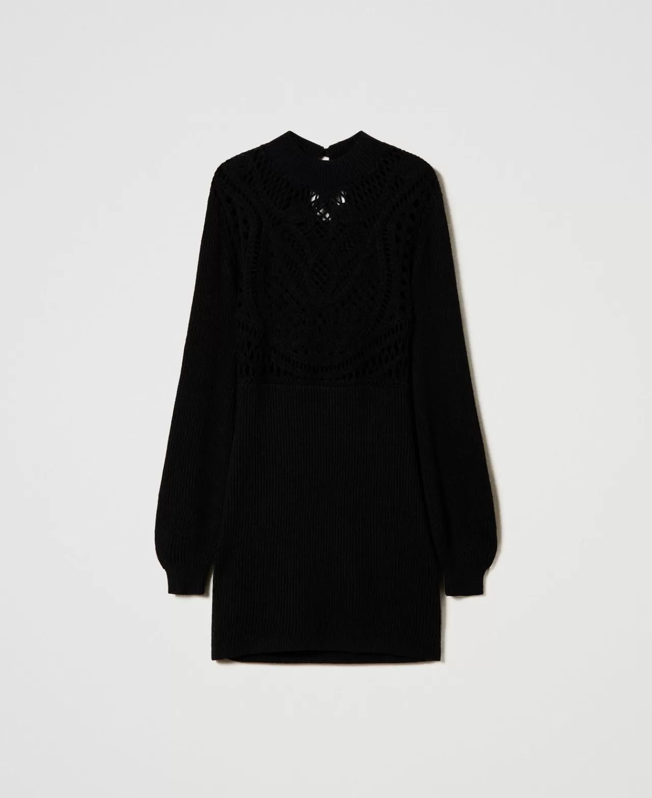 TWINSET Milano Kurzes Strickkleid Aus Wollmischung Mit Häkelarbeit