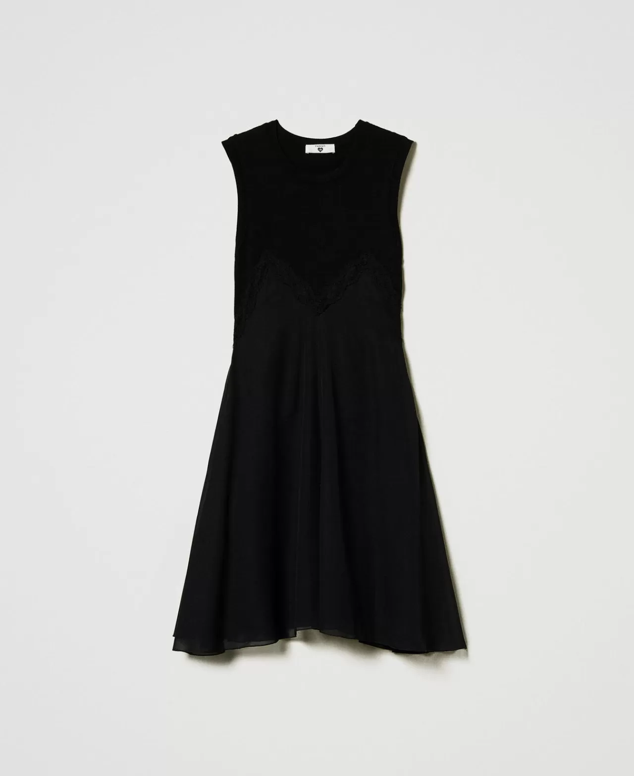 TWINSET Milano Kurzes Strickkleid Mit Georgette