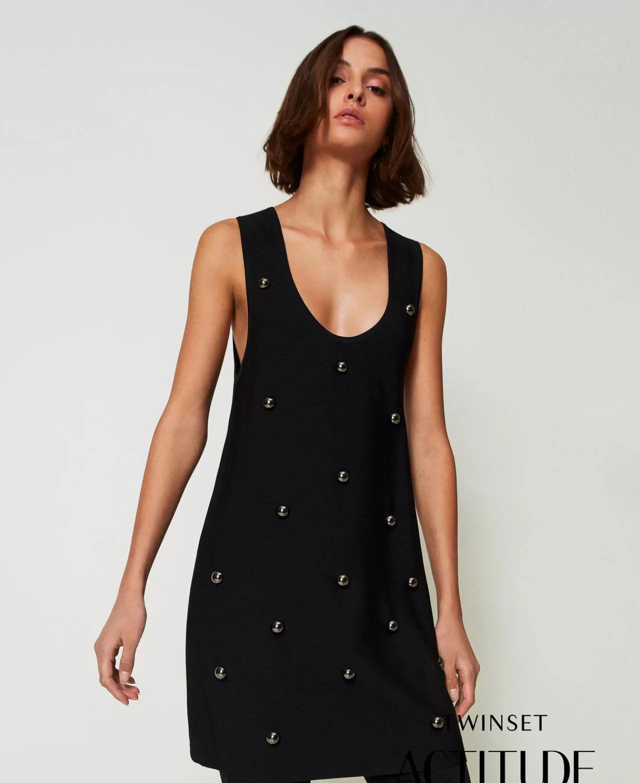 TWINSET Milano Kurzes Strickkleid Mit Nieten