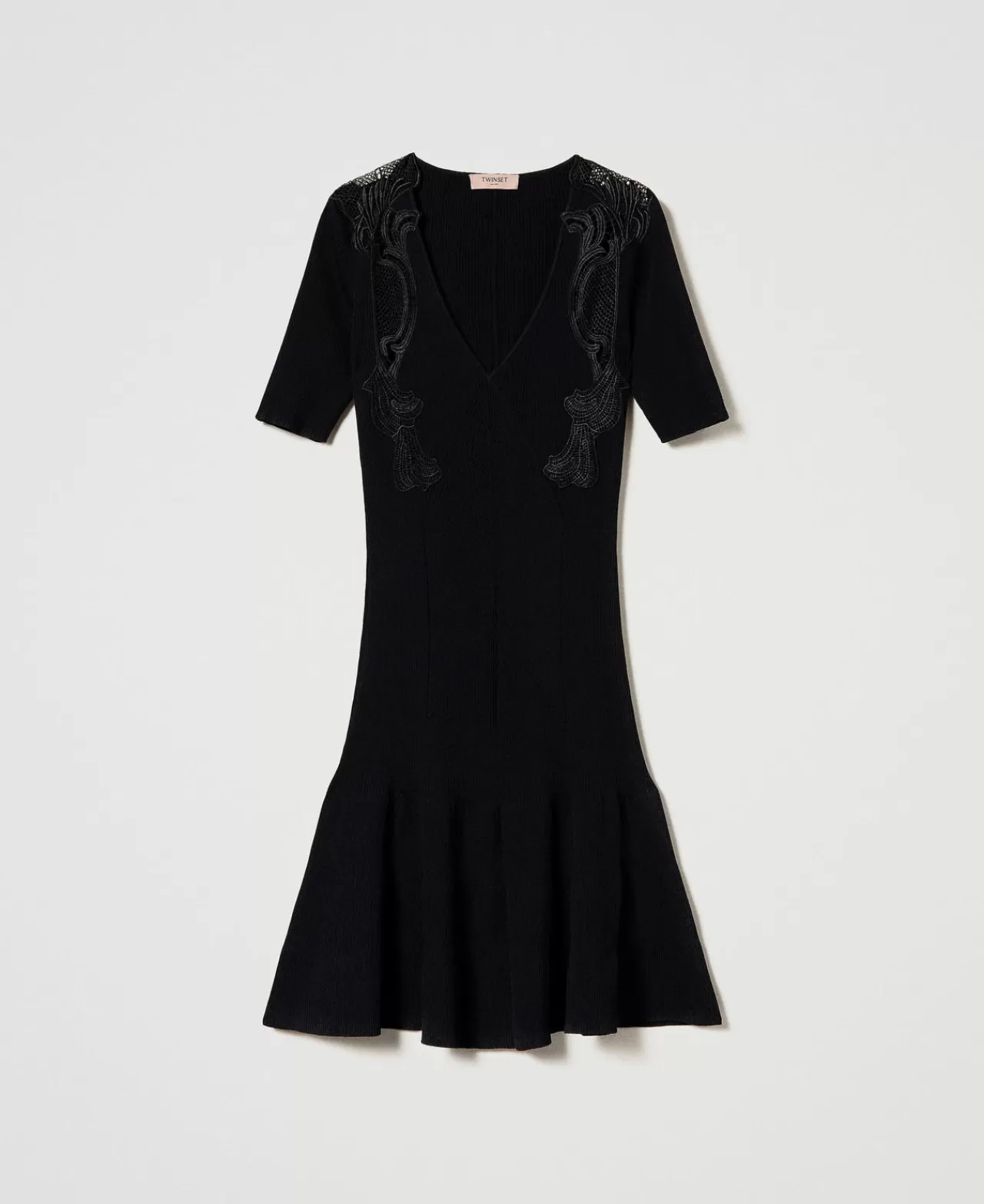 TWINSET Milano Kurzes Strickkleid Mit Spitze