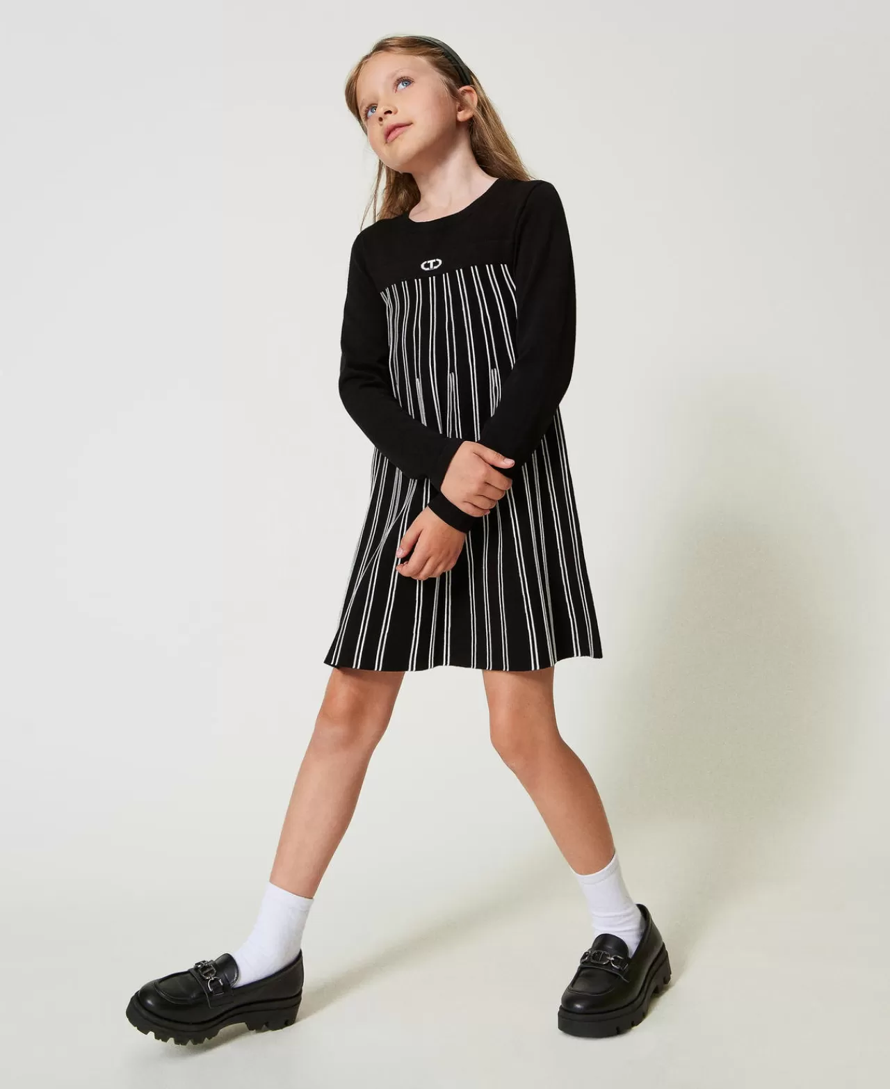 TWINSET Milano Kurzes Strickkleid Mit Streifen In Flexage-Verarbeitung