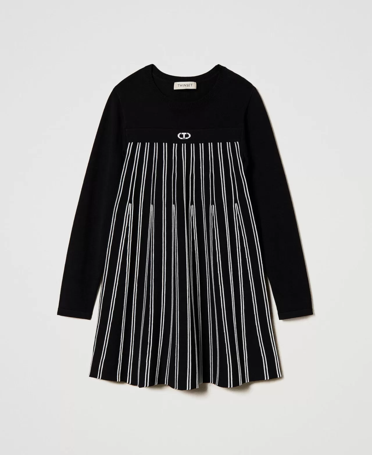 TWINSET Milano Kurzes Strickkleid Mit Streifen In Flexage-Verarbeitung