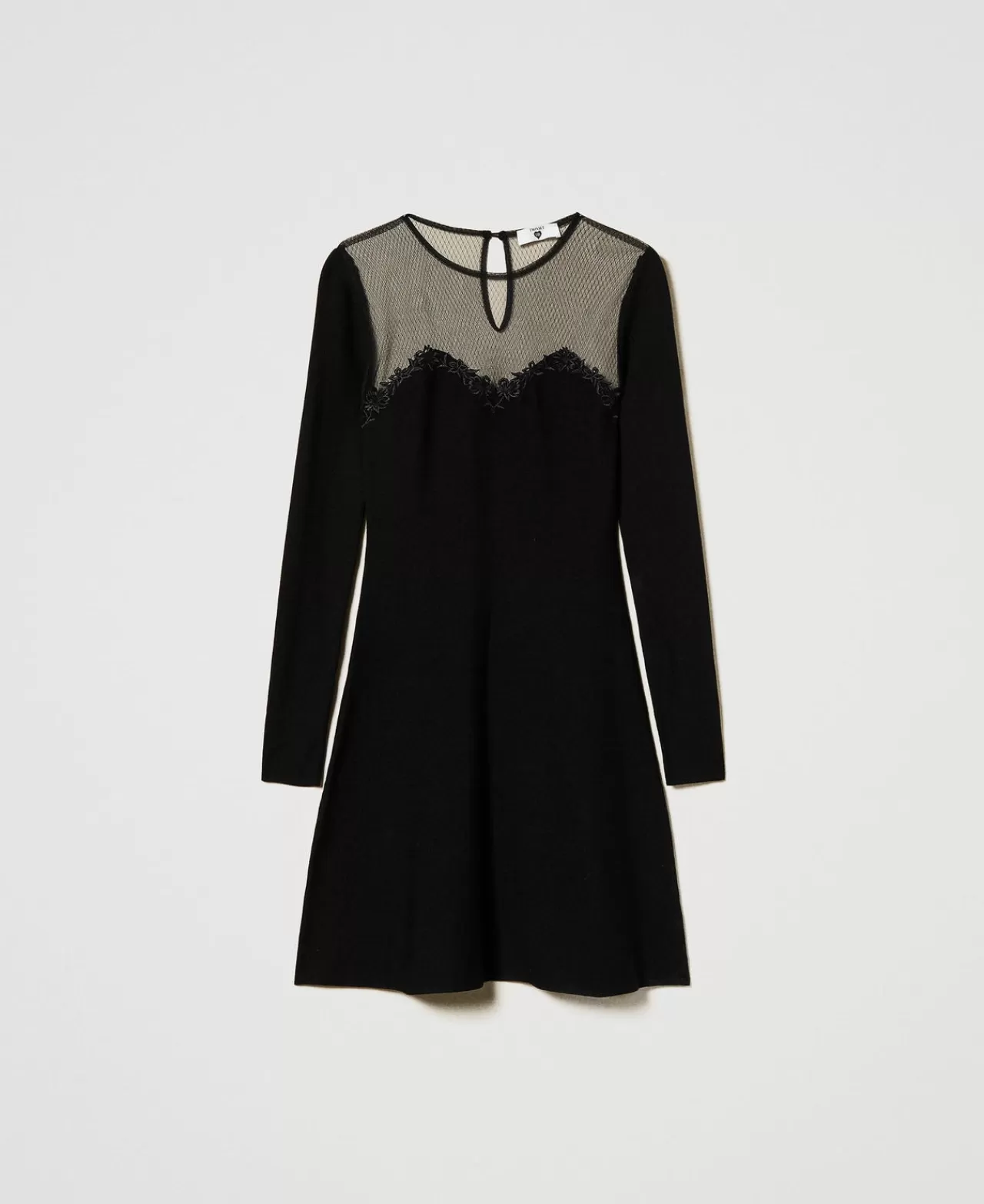 TWINSET Milano Kurzes Strickkleid Mit Tüll Und Stickerei
