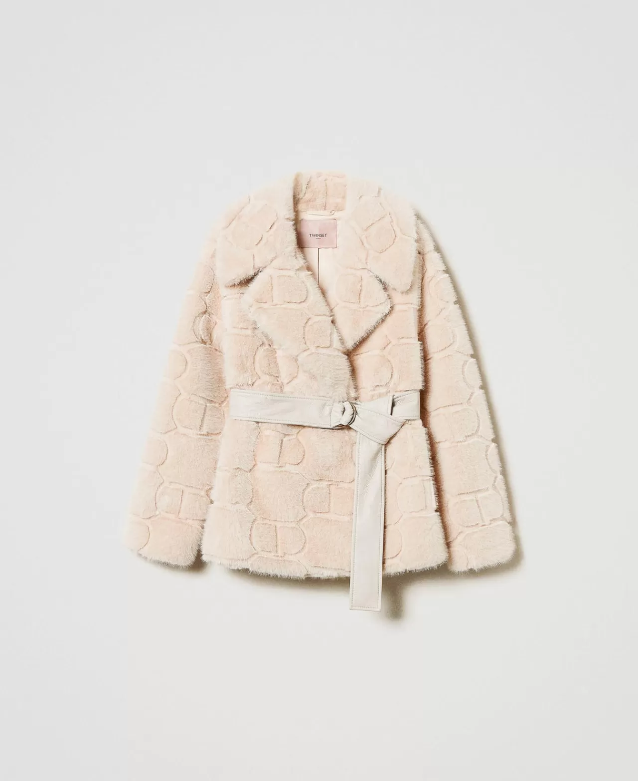 TWINSET Milano Kurzmantel Aus Pelzimitat Mit Oval Ts
