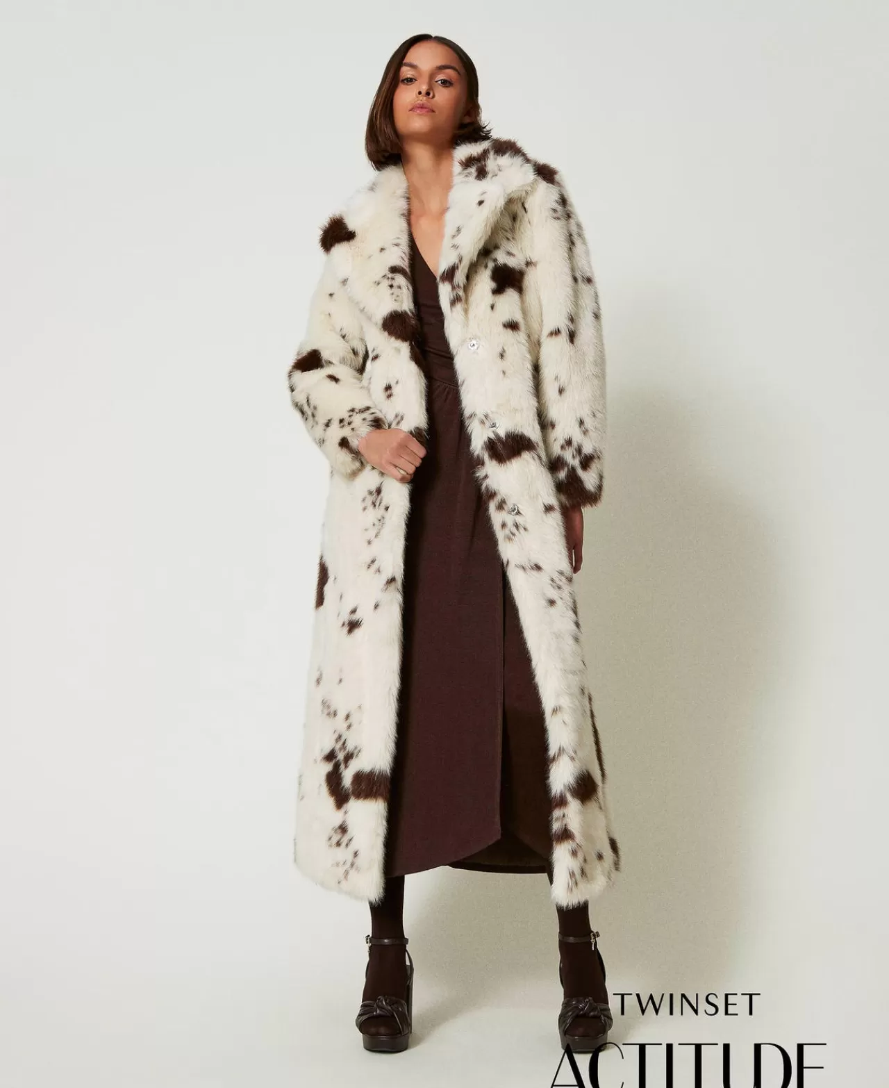 TWINSET Milano Langer Mantel Aus Pelzimitat