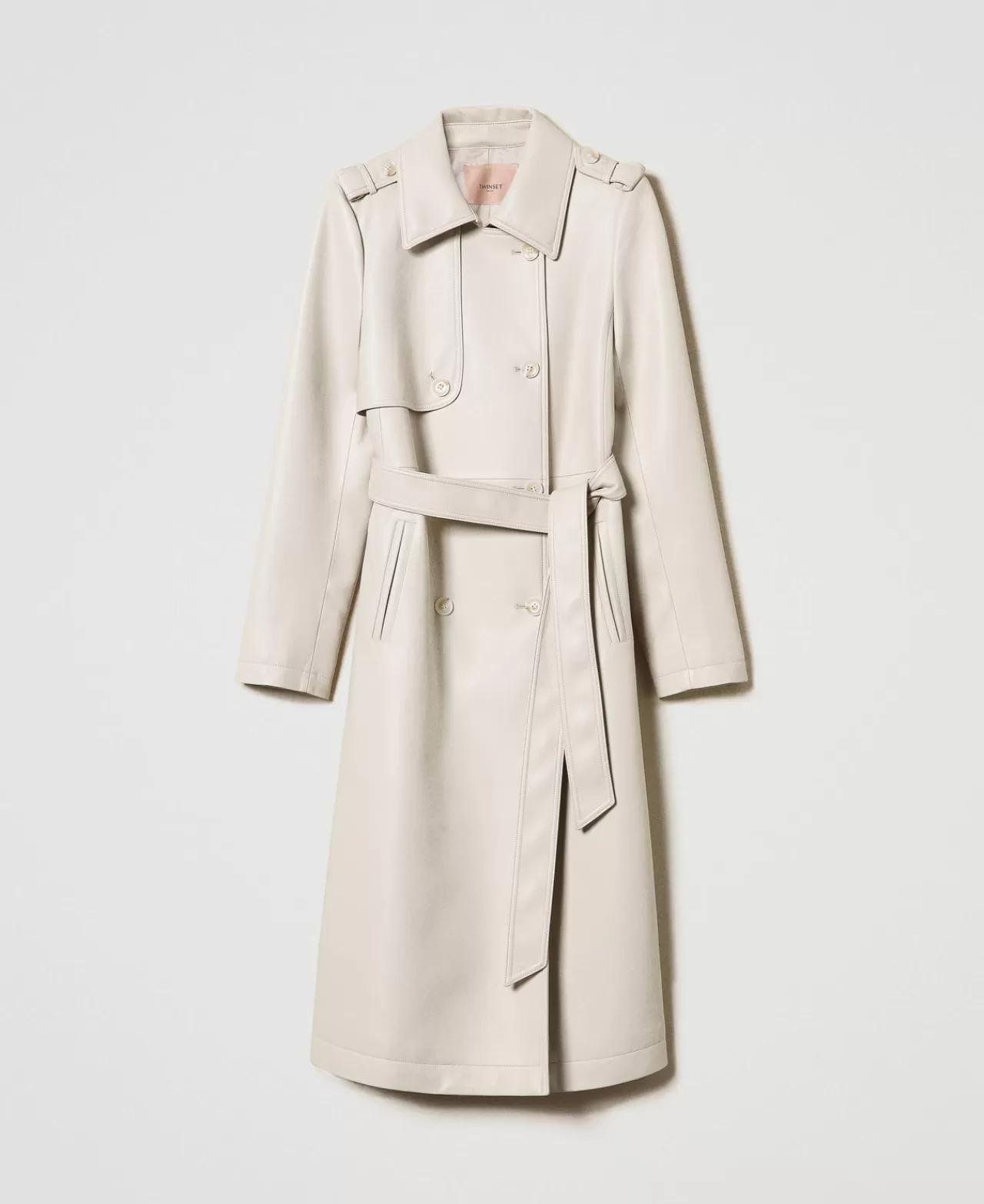 TWINSET Milano Langer Trenchcoat Mit Beschichtung Und Gürtel