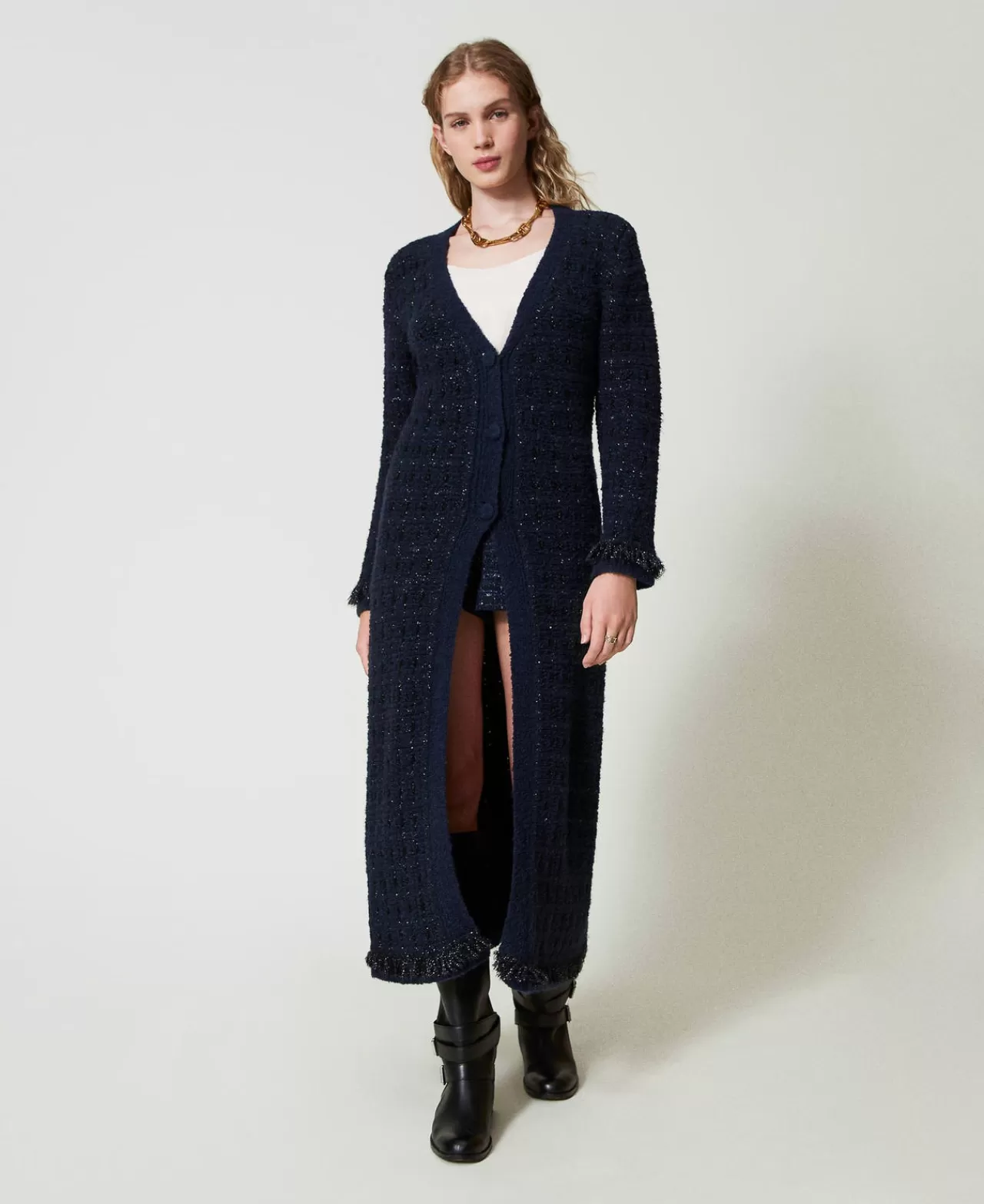 TWINSET Milano Longcardigan Aus Jacquard Mit Karomuster