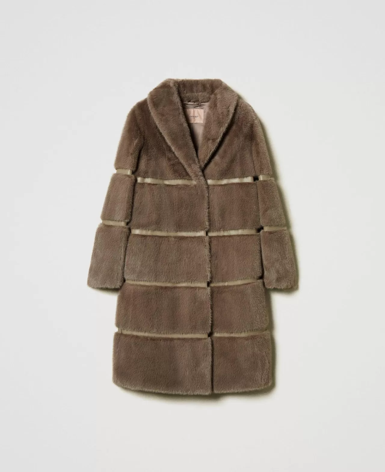 TWINSET Milano Mantel Aus Pelzimitat Mit Intarsien