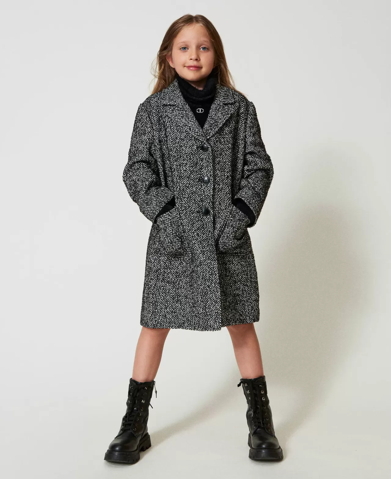 TWINSET Milano Mantel Aus Tuch Mit Fischgrat