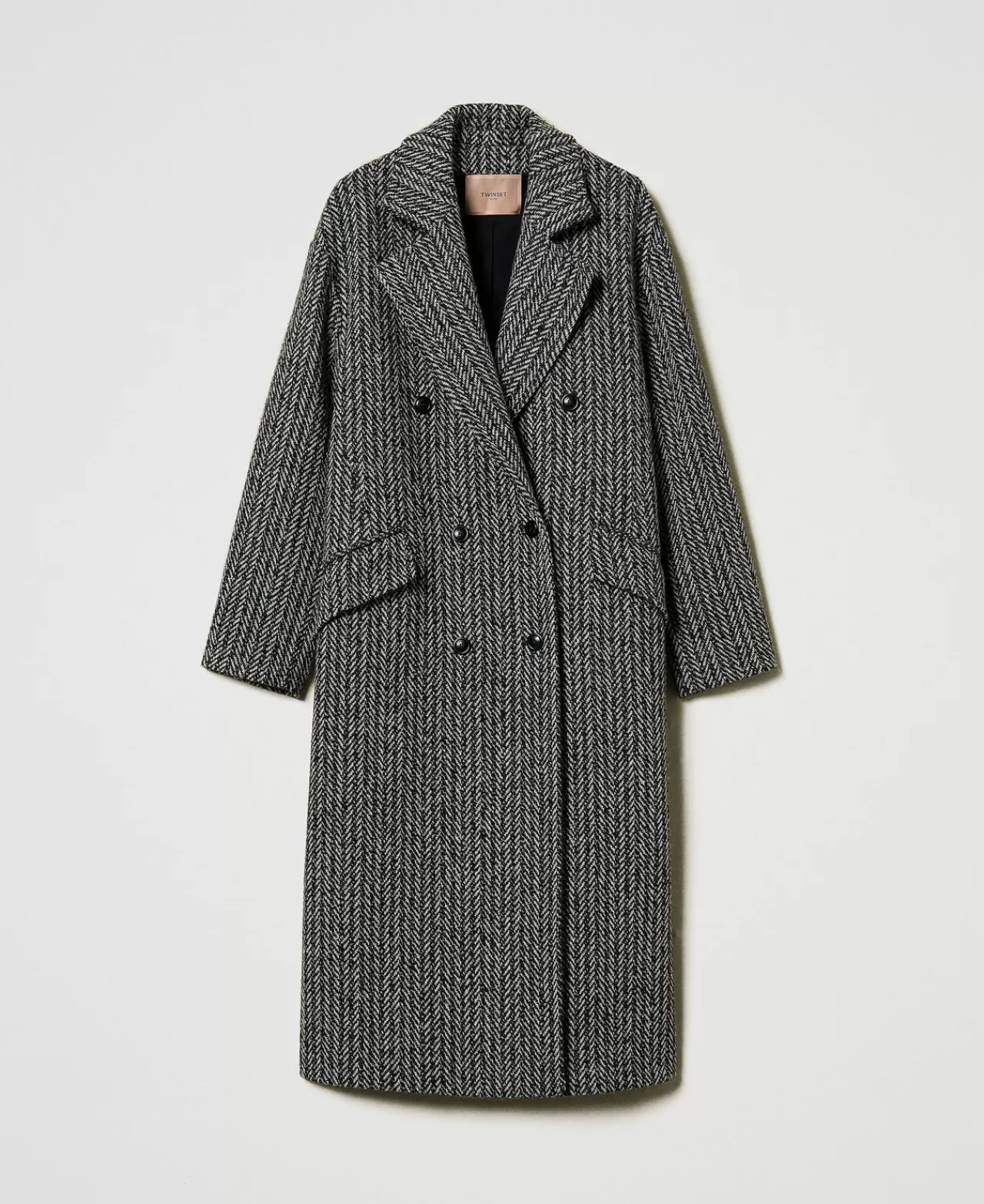 TWINSET Milano Mantel Aus Wollmischgarn Mit Nadelstreifen