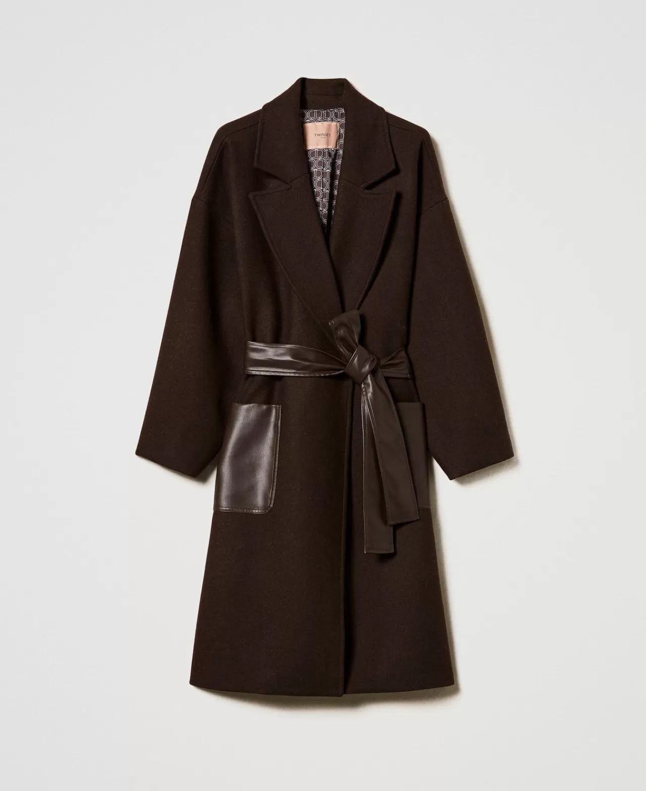 TWINSET Milano Mantel Aus Wollmischung Mit Taschen Aus Lederimitat