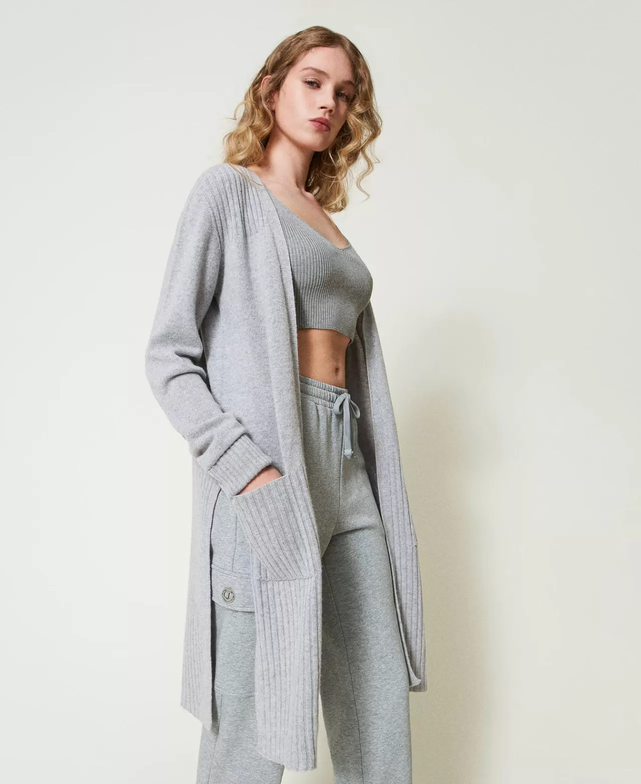TWINSET Milano Maxicardigan Aus Wolle-Lurex-Mischung
