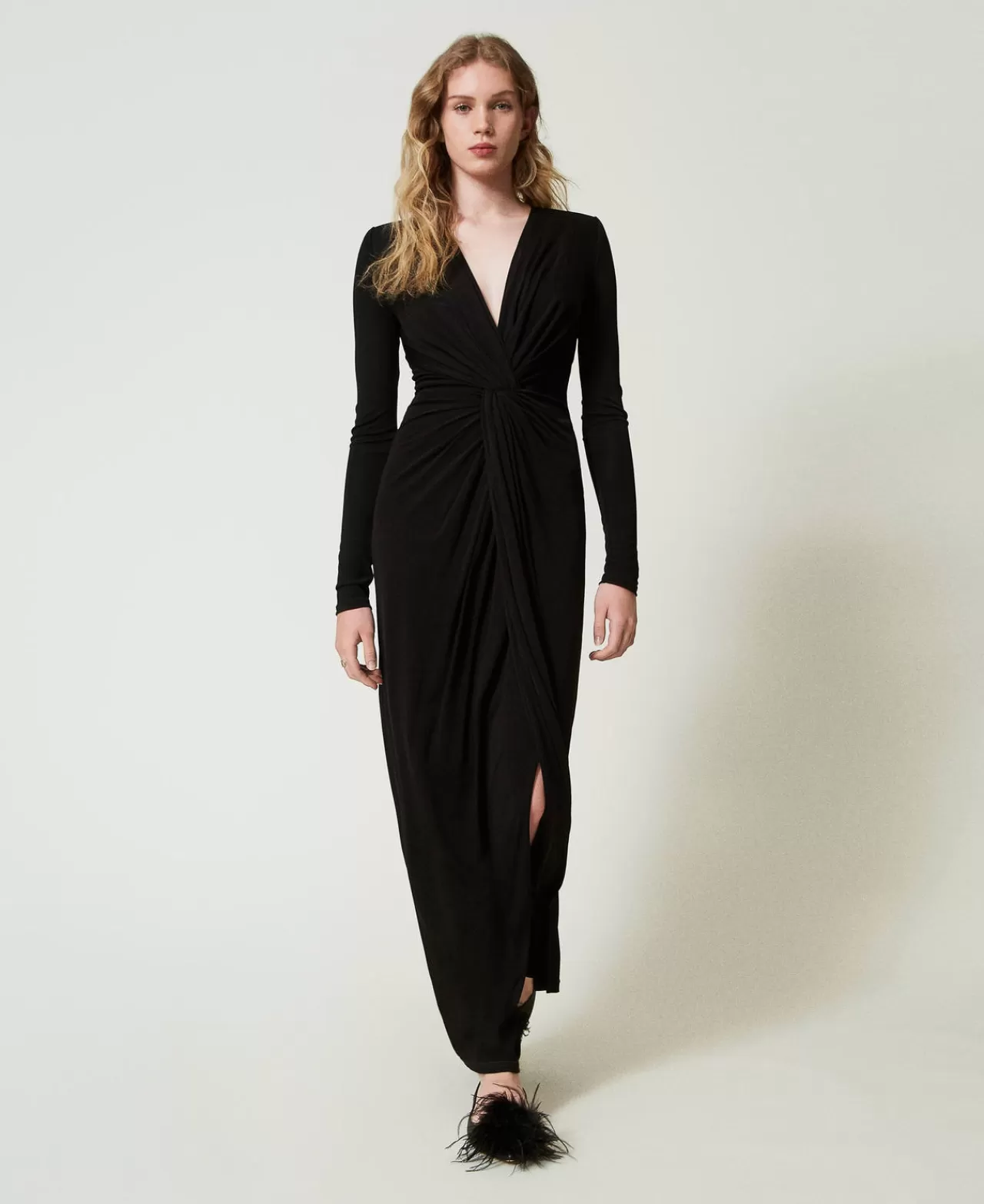 TWINSET Milano Maxikleid Aus Jersey Mit Faltenwurf