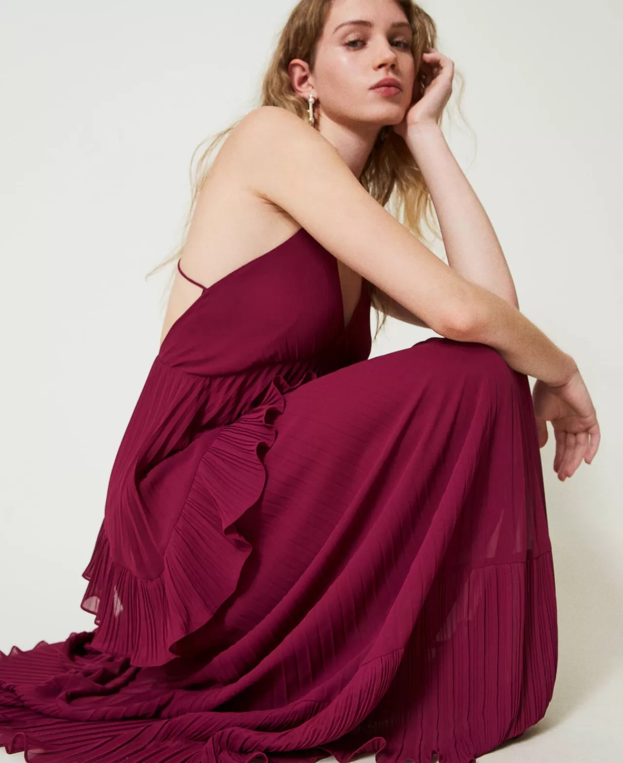 TWINSET Milano Maxikleid Aus Plissiertem Georgette