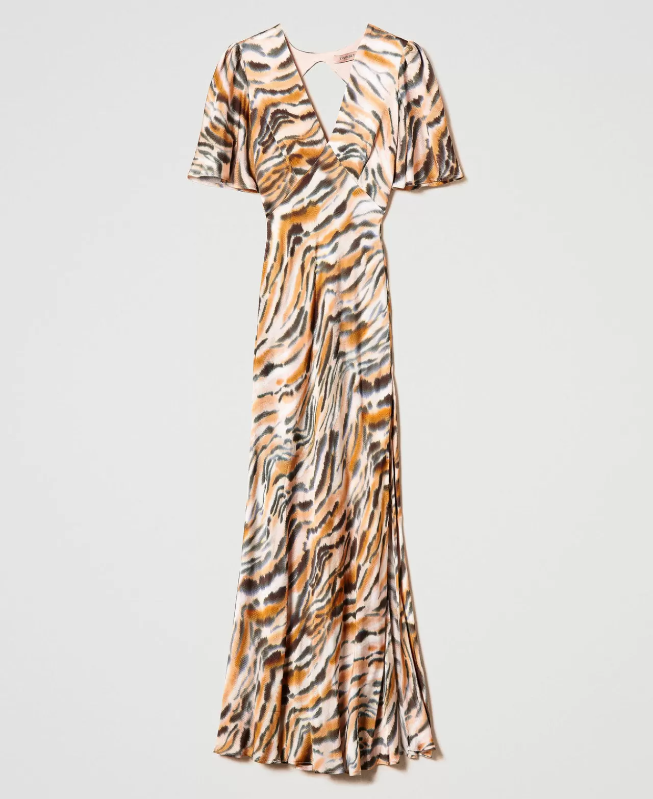 TWINSET Milano Maxikleid Aus Satin Mit Animaldessin