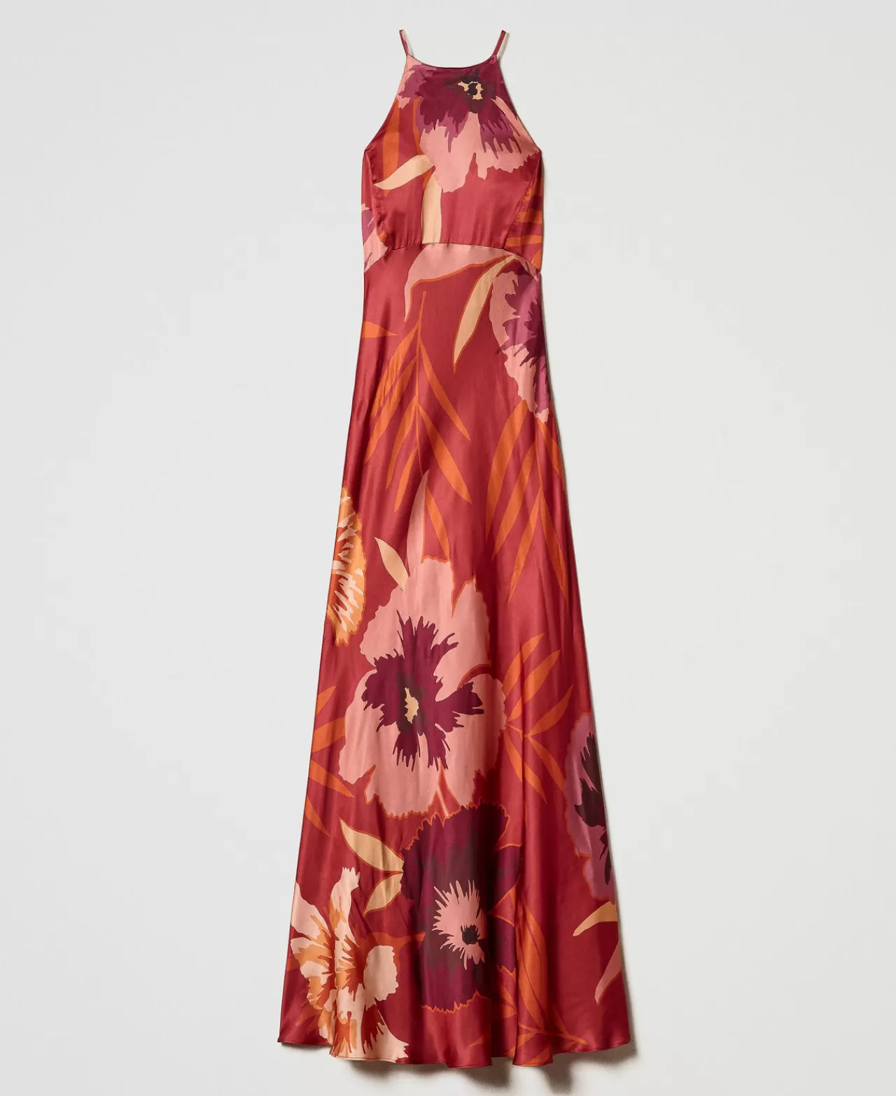 TWINSET Milano Maxikleid Aus Satin Mit Blumendessin Und Amerikanischer Schulter