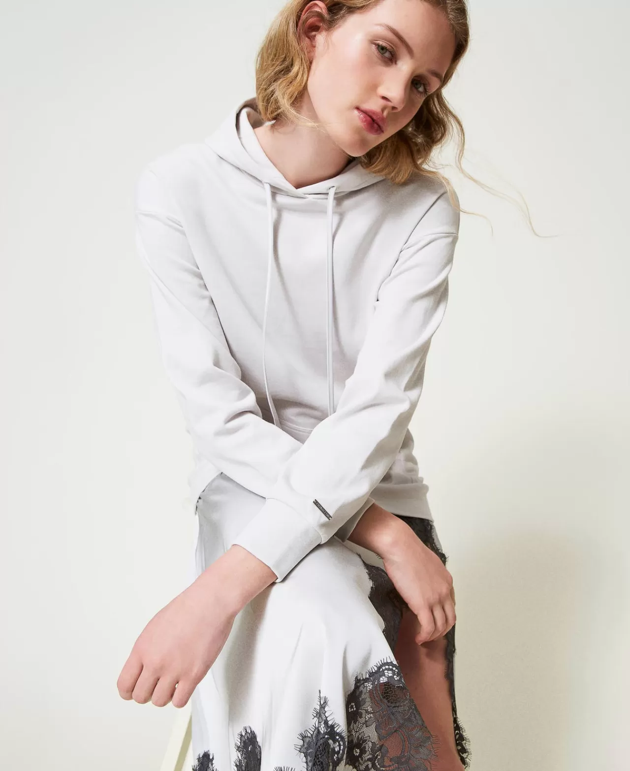 TWINSET Milano Maxikleid Aus Sweatstoff Und Satin