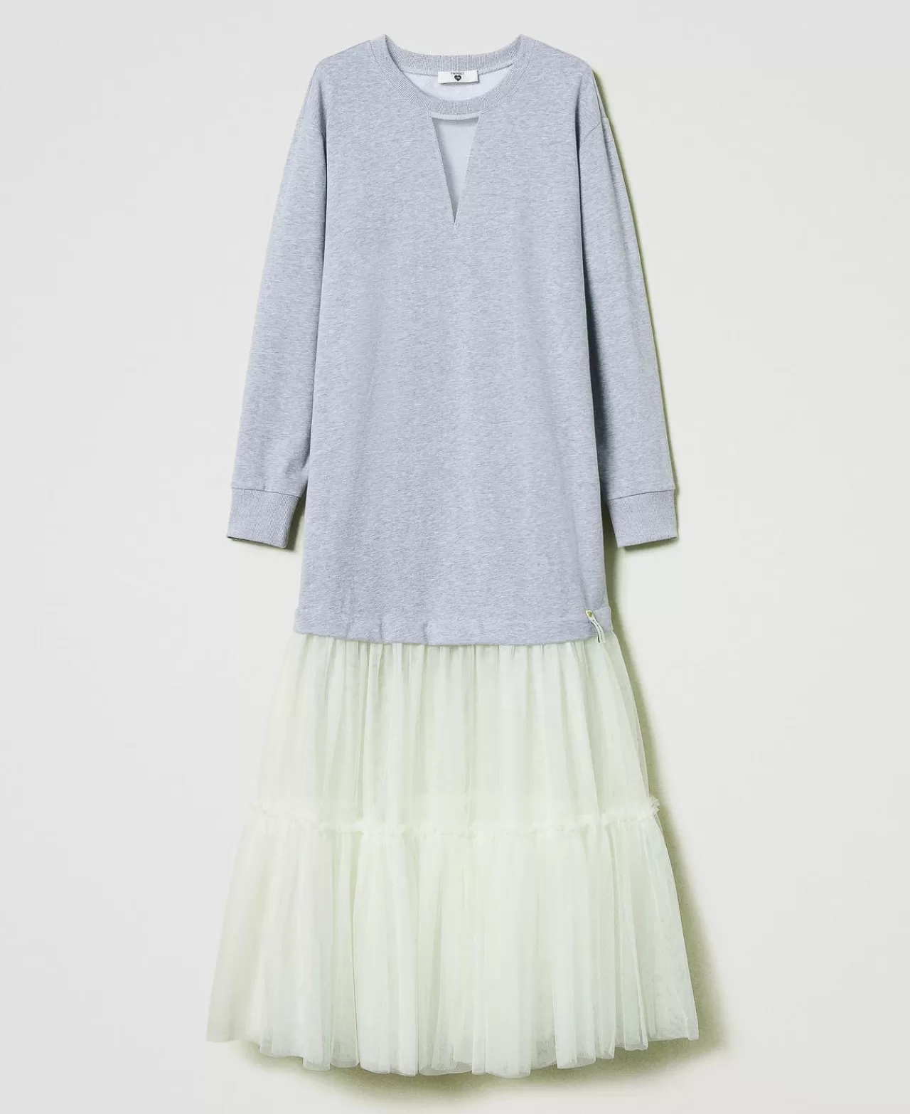 TWINSET Milano Maxikleid Aus Sweatstoff Und Tüll