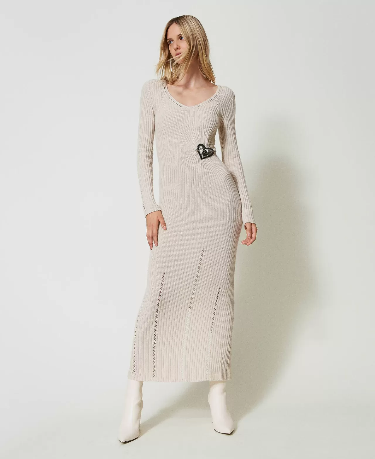 TWINSET Milano Maxikleid Aus Treeblend-Garn Mit Brosche