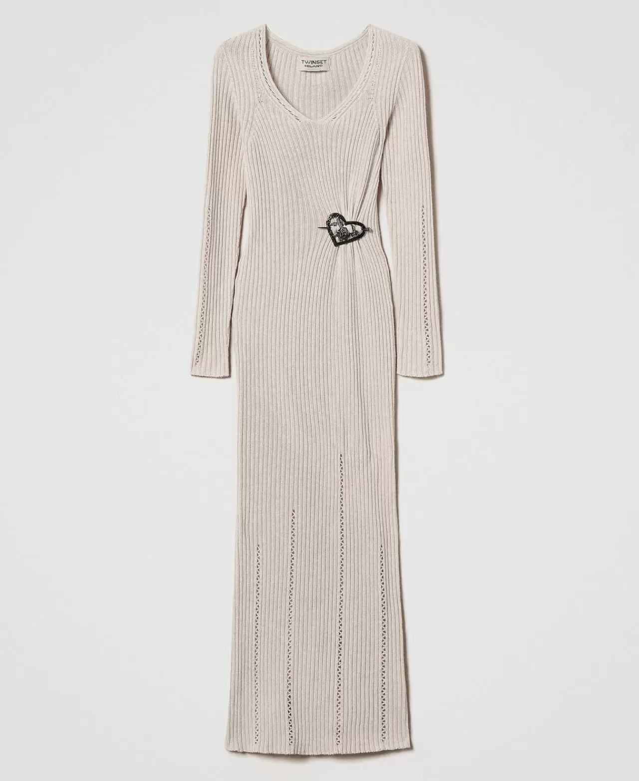 TWINSET Milano Maxikleid Aus Treeblend-Garn Mit Brosche
