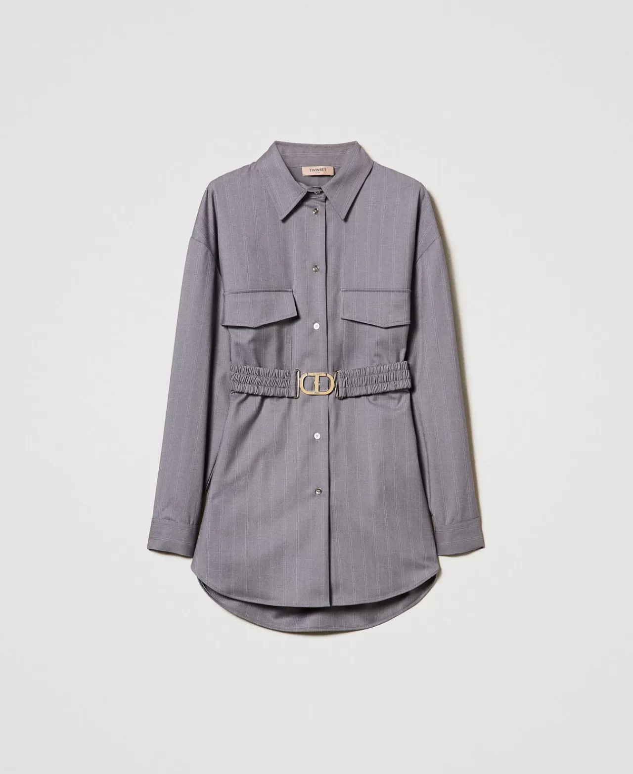 TWINSET Milano Maxi-Nadelstreifenhemd Mit Gürtel