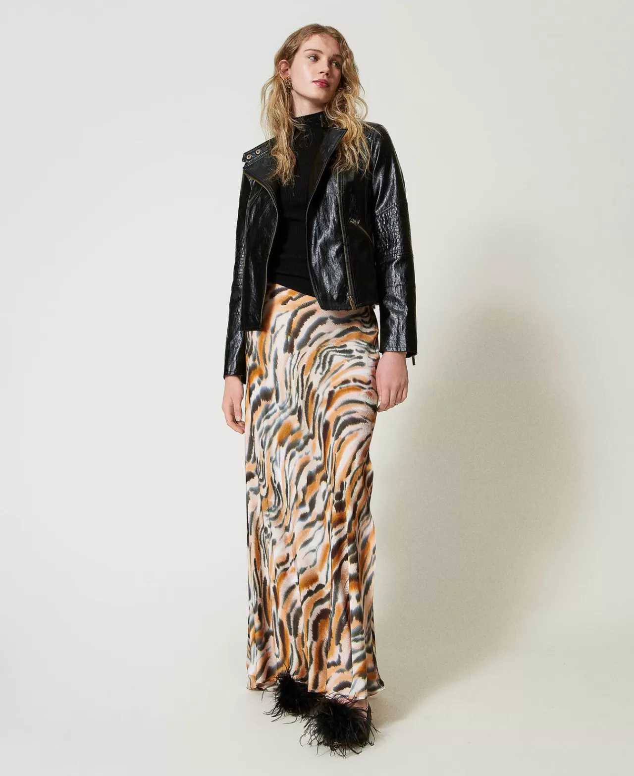 TWINSET Milano Maxirock Aus Satin Mit Animaldessin