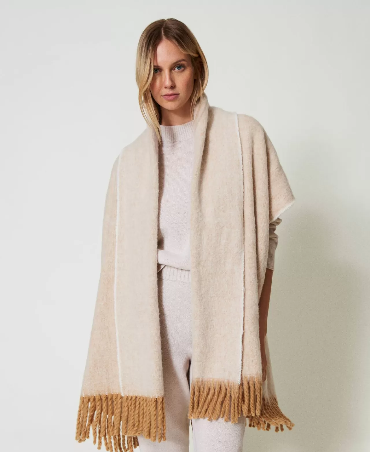TWINSET Milano Melierter Poncho Mit Fransen