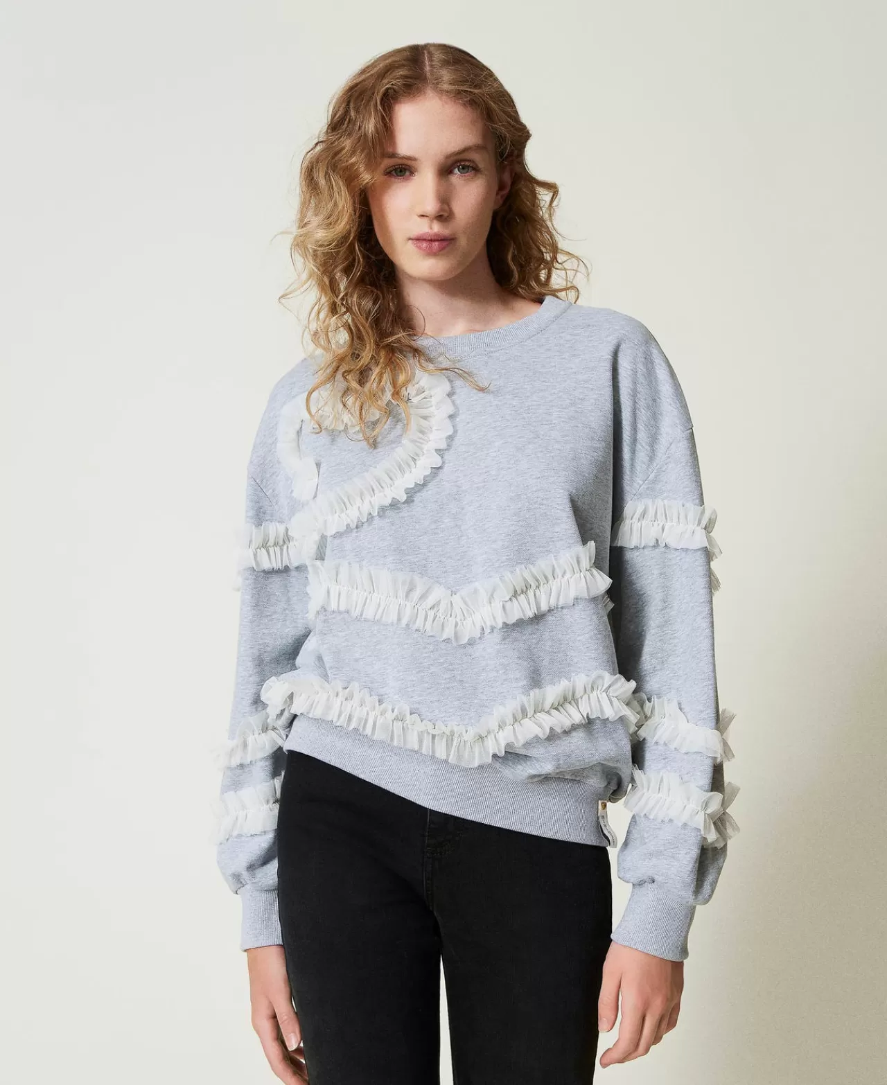 TWINSET Milano Meliertes Sweatshirt Mit Tüllvolants
