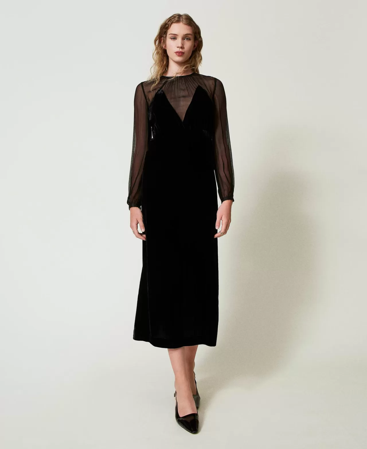TWINSET Milano Midikleid Aus Chiffon Und Samt