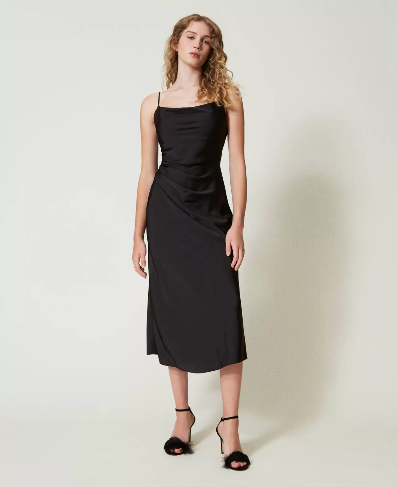 TWINSET Milano Midikleid Aus Satin Mit Faltenwurf