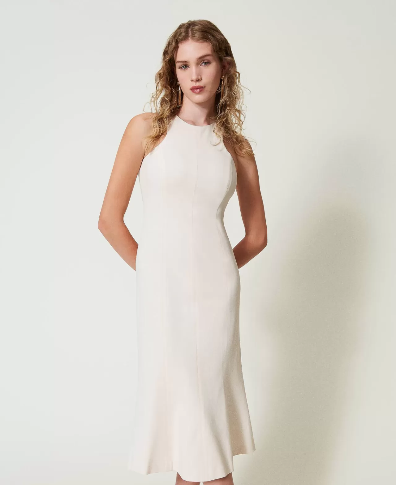 TWINSET Milano Midikleid Mit Amerikanischer Schulter