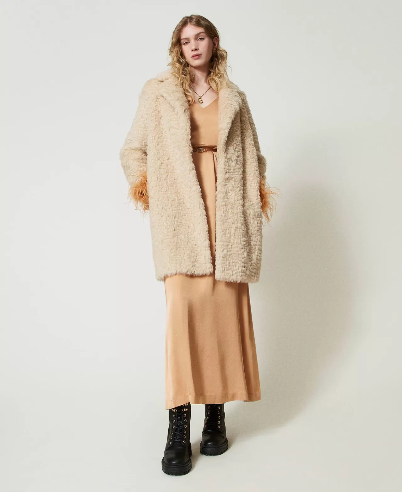 TWINSET Milano Midimantel Aus Pelzimitat