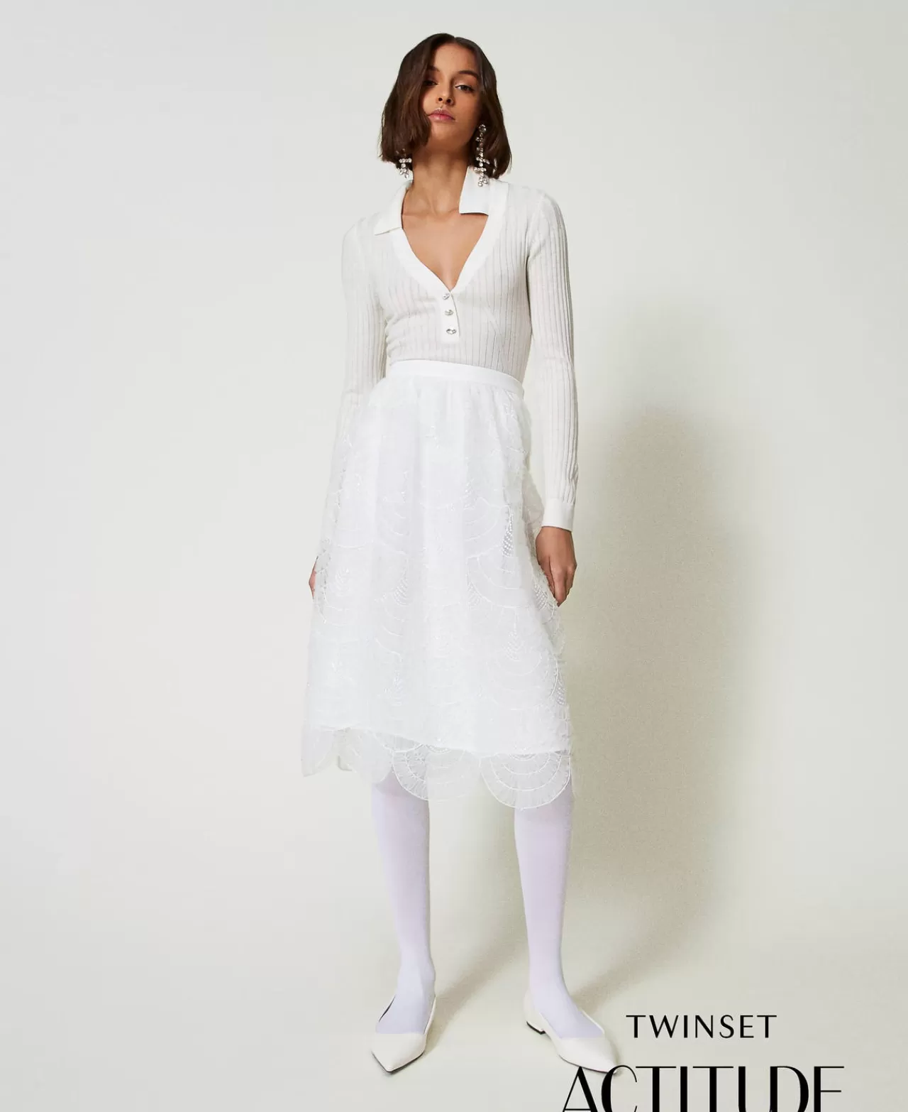 TWINSET Milano Midirock Aus Organza Mit Stickereien