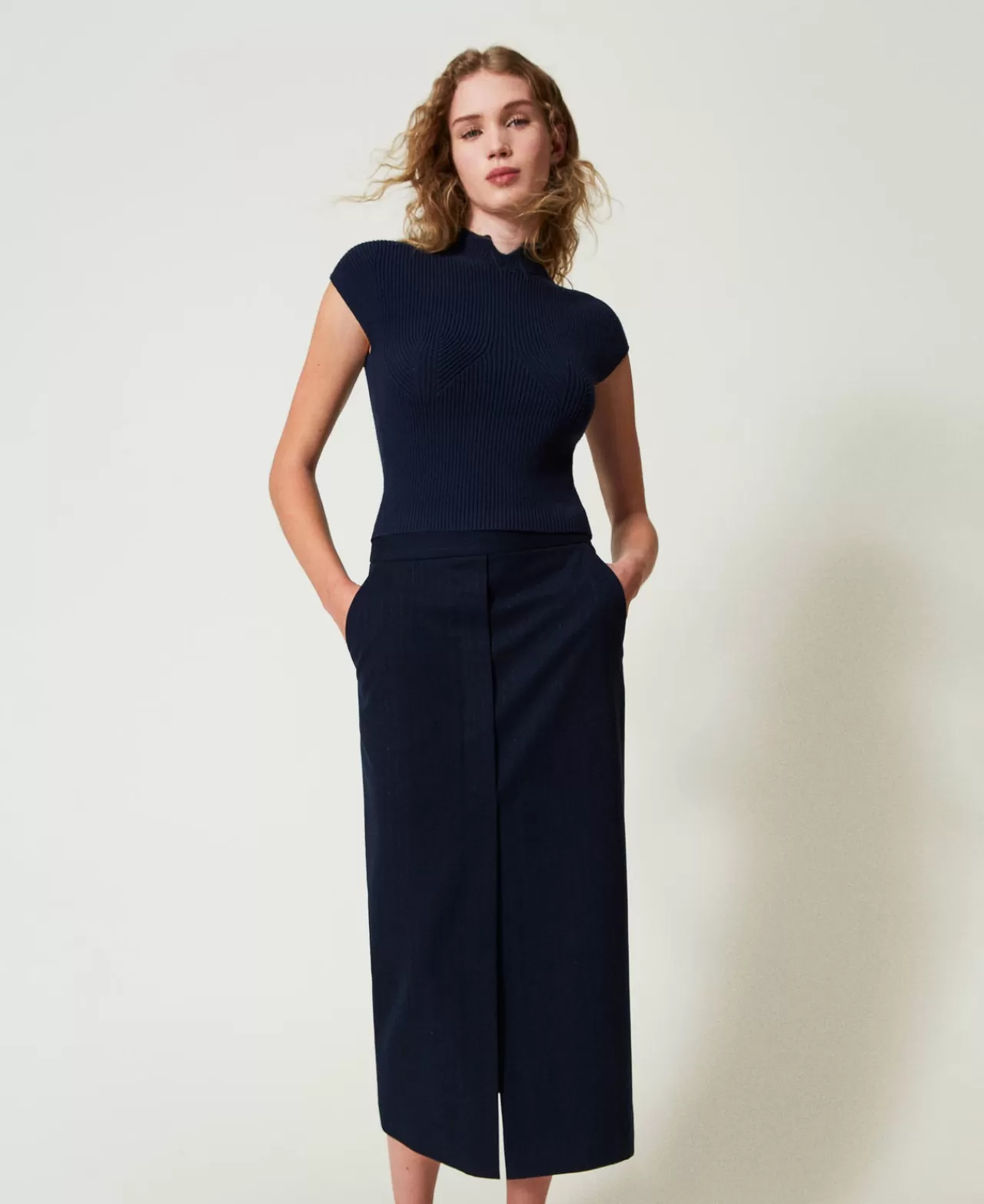 TWINSET Milano Midirock Mit Lurex-Nadelstreifen