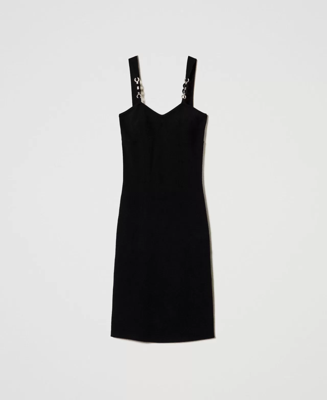 TWINSET Milano Midi-Strickkleid Mit Schmuckträgern
