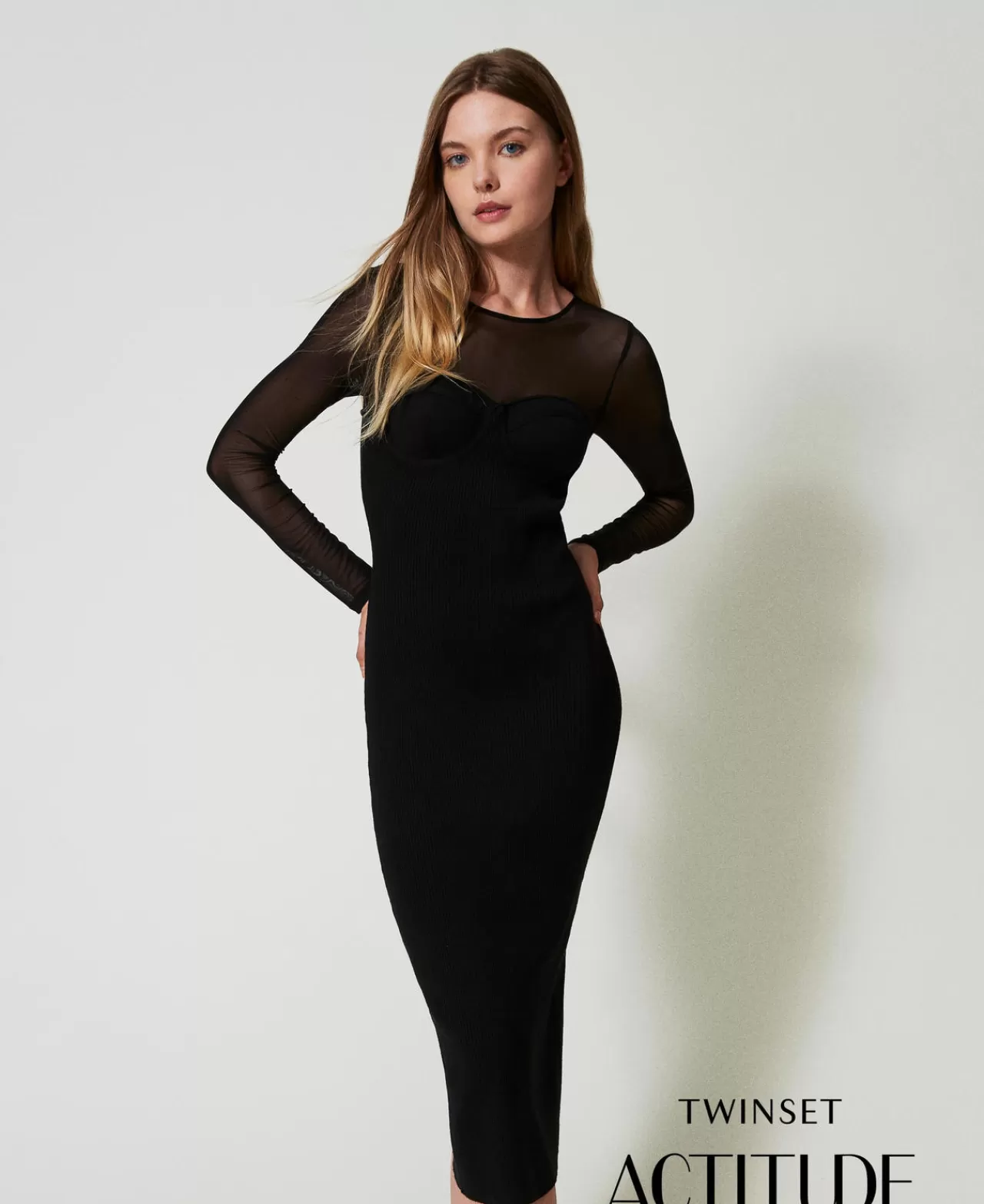 TWINSET Milano Midi-Strickkleid Mit Tüll