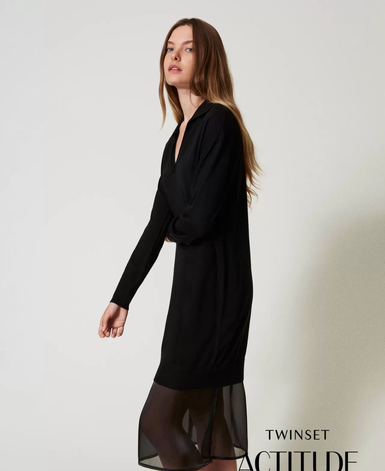 TWINSET Milano Midi-Strickkleid Mit Unterkleid