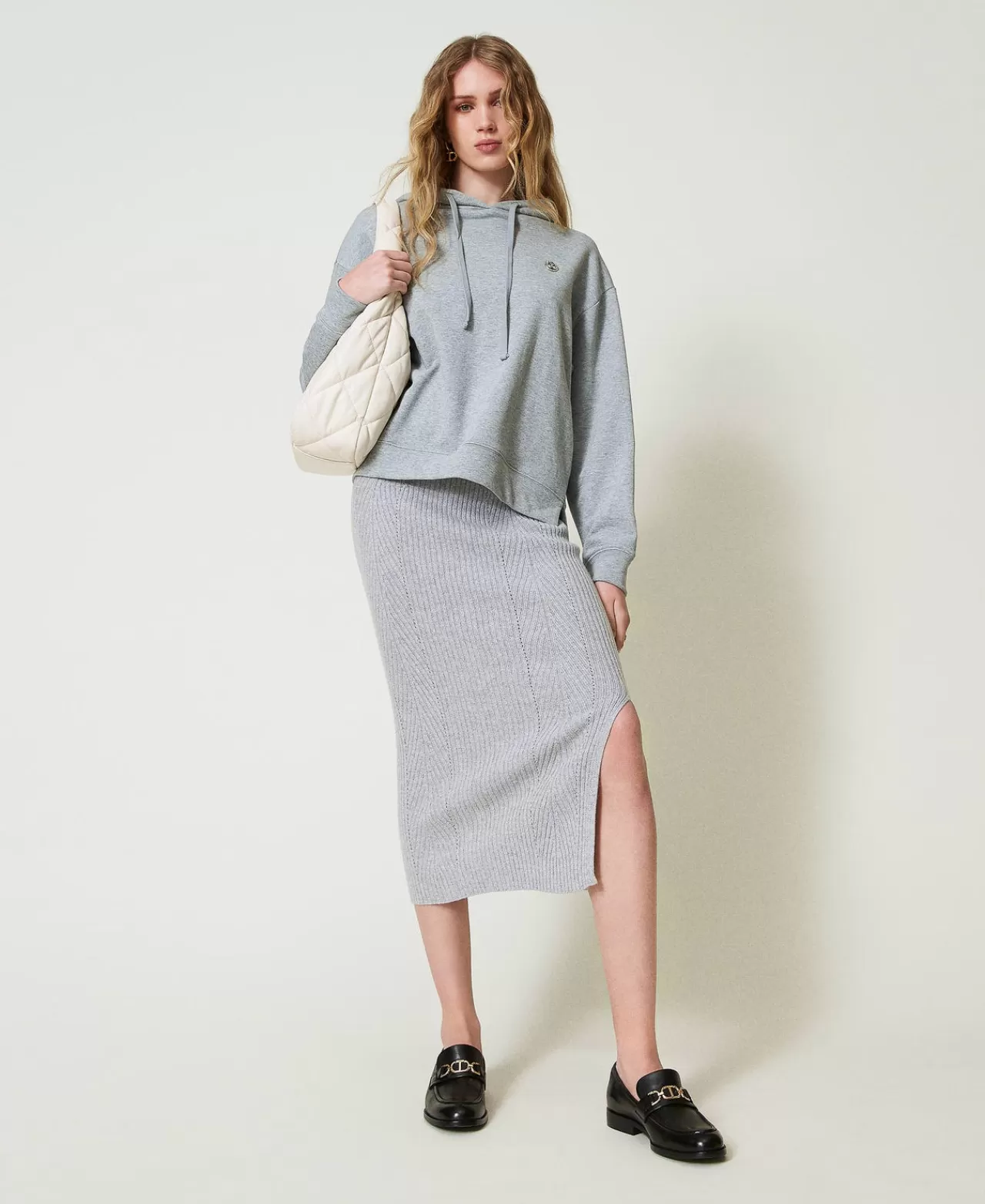 TWINSET Milano Midi-Strickrock Aus Wolle-Lurex-Mischung