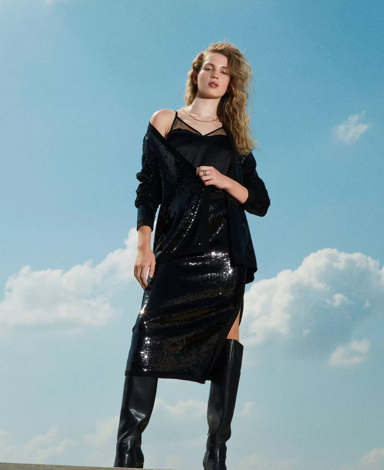TWINSET Milano Midi-Strickrock Mit Alloverpailletten