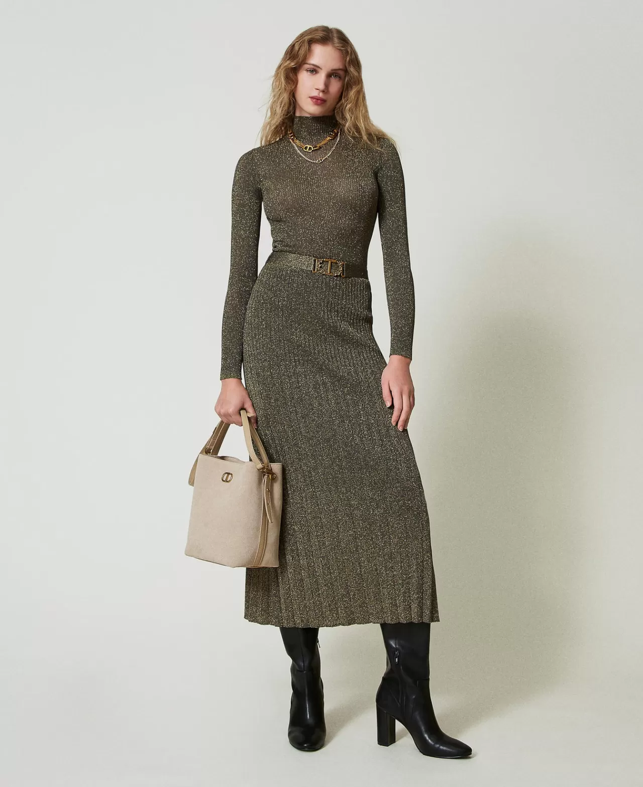 TWINSET Milano Midi-Strickrock Mit Lurex