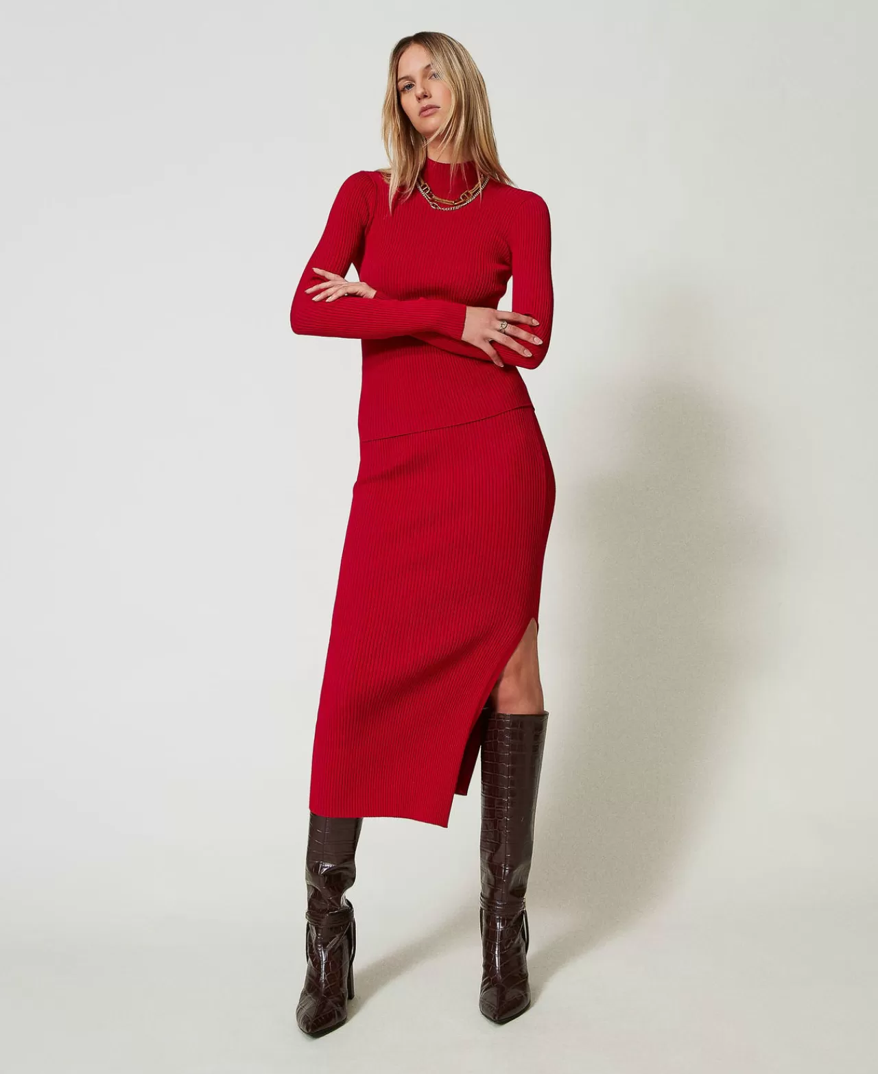 TWINSET Milano Midi-Strickrock Mit Rippenmuster