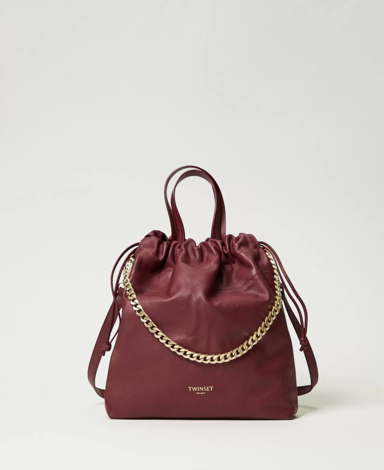TWINSET Milano Mittelgroßer Shopper Aus Leder Mit Tunnelzug