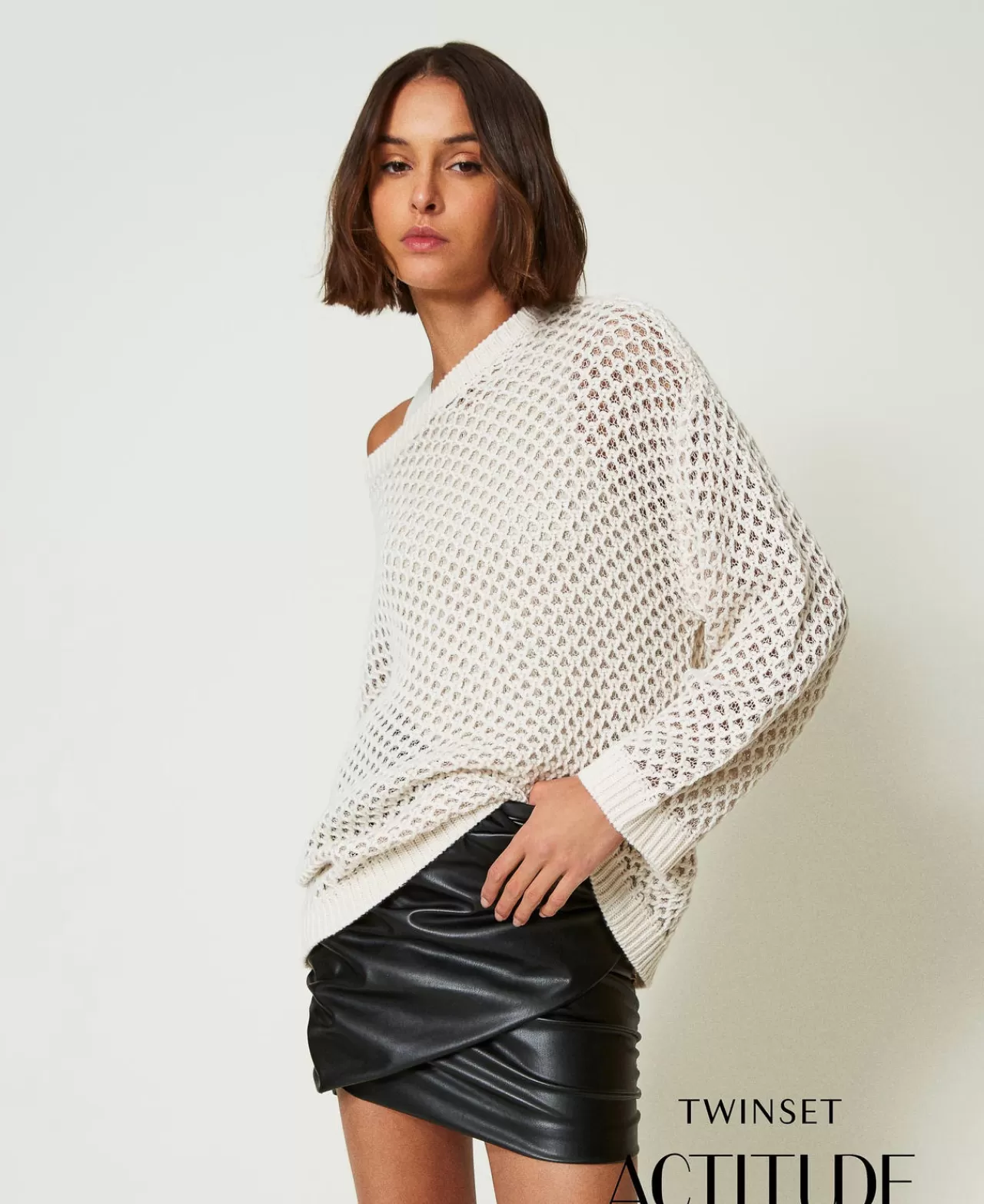 TWINSET Milano MYFO Oversize-Netzpullover Mit Lurex