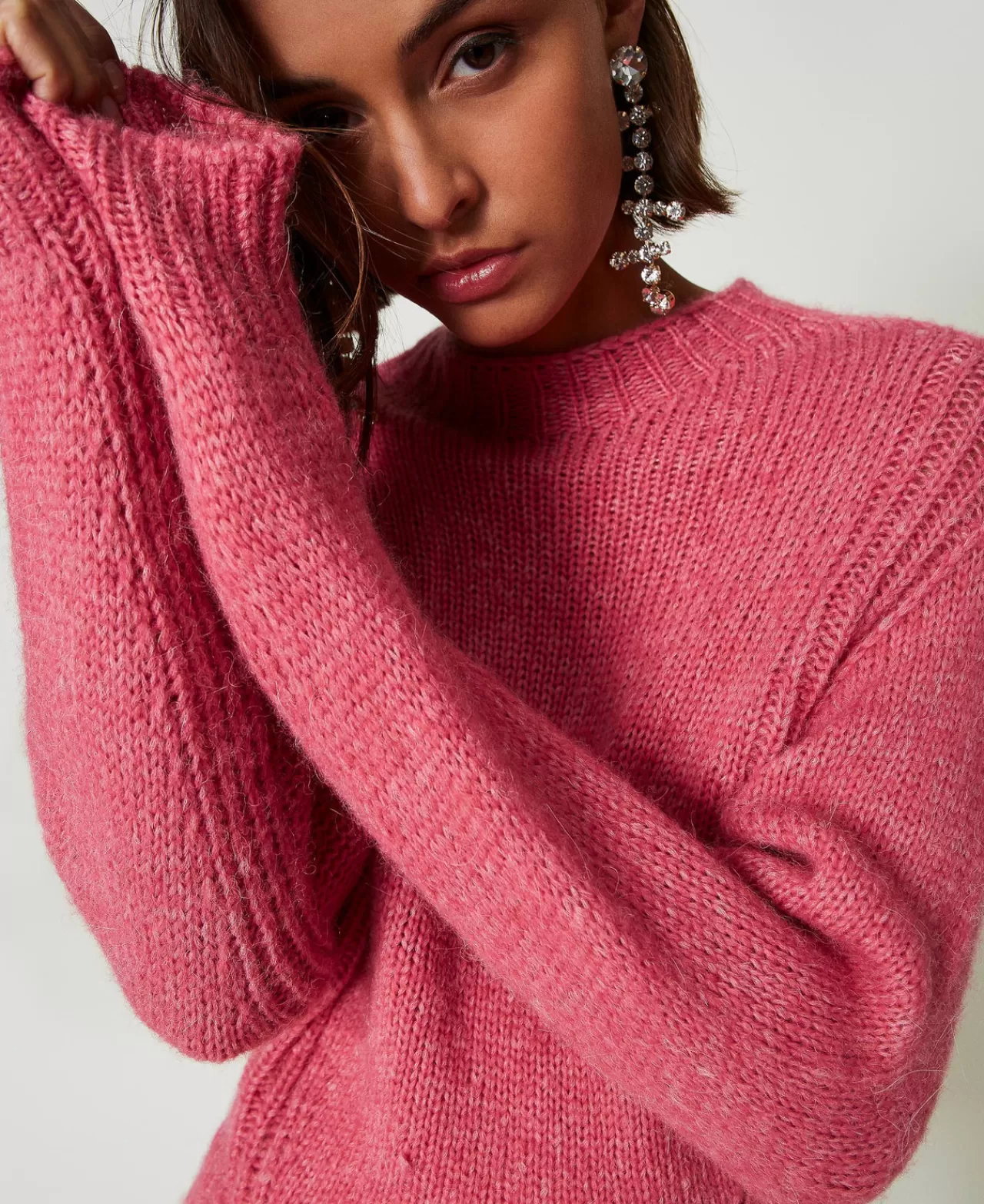 TWINSET Milano Nahtloser Stehkragenpullover Aus Wollmischung